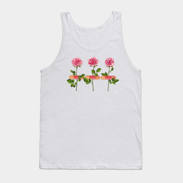 Pink roses with bandage plasters Tank Top by AnGo